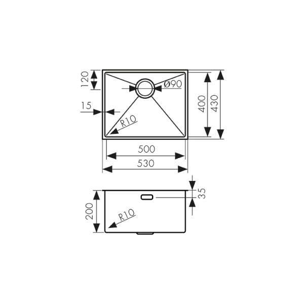 KSM-5343 Мойка из нержавеющей стали KAISER 530x430x200